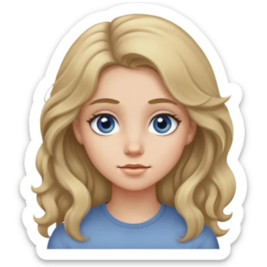 Girl with dirty blonde coily long hair and blueish grey eyes sticker