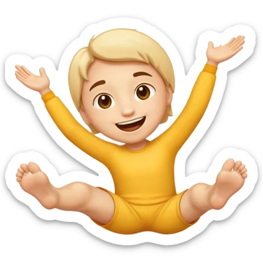 An emoji face that has his feet in the air behind him sticker