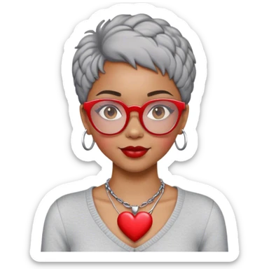 Light skinned Black girl with red glasses short natural gray haircut celebrating Valentine’s Day  sticker