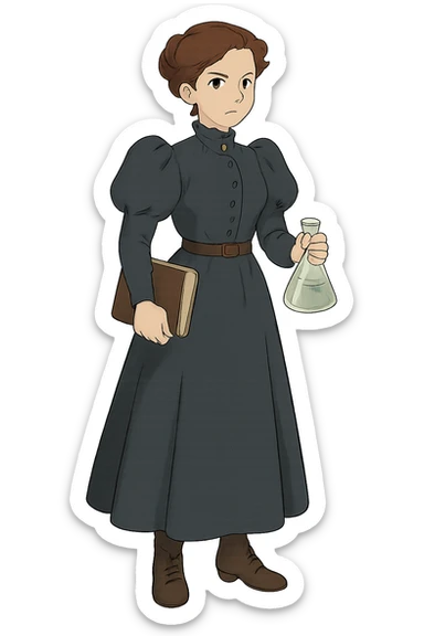 the full body of A female victorian scientist looking serious sticker