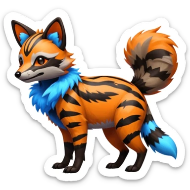 Shiny Neon Glossy Silvally-Aardwolf-Tanuki-Genet-Bobcat-fusion-animal-hybrid-creature, full body sticker
