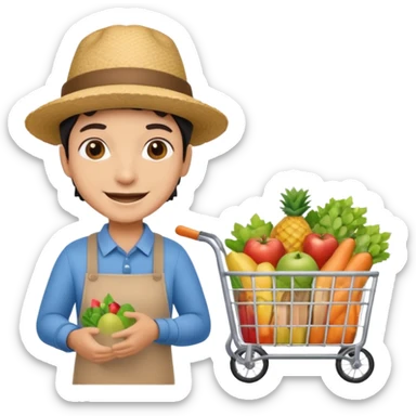 build me a personalized emoji whee it's a smart cart for grocery and a latino looking face that works as jack of all trades or wearing different hats sticker