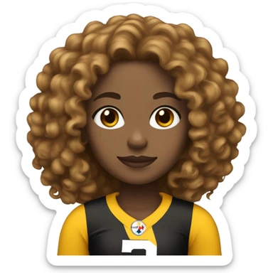 steelers light skin girl longed curly brown hair with freckles  sticker