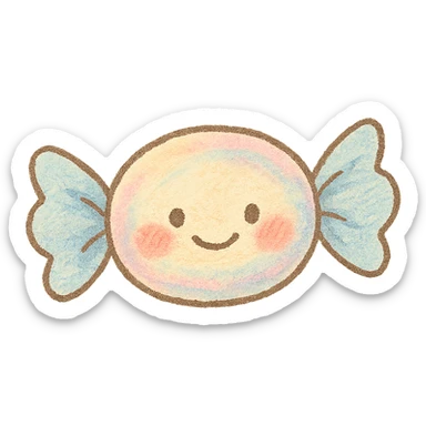 tiny pastel candy, Japanese hand-drawn kawaii style, full object, with blushing cheeks sticker