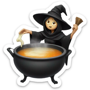 A witch eating soup from a cauldron  sticker