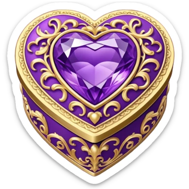purple gemstone Rococo heart box sticker