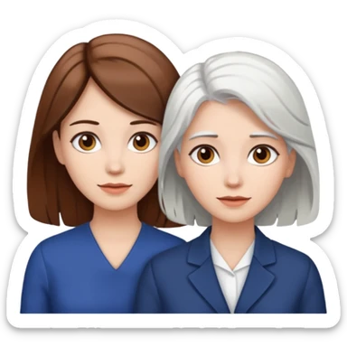 2 women with long brown and white hair sticker