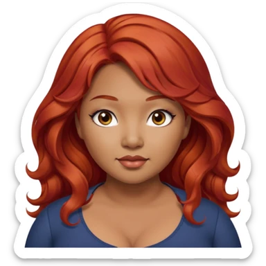 Plus size red hair brown face small eyes long hair Asian eyes small eyes wavy hair sticker