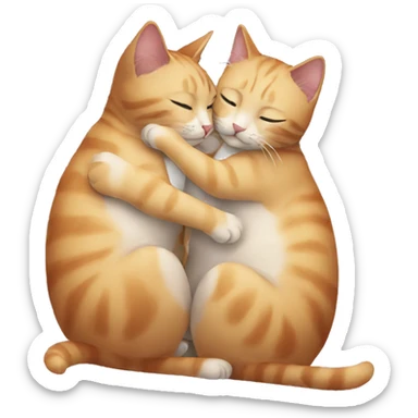 Two cats hugging each other  sticker