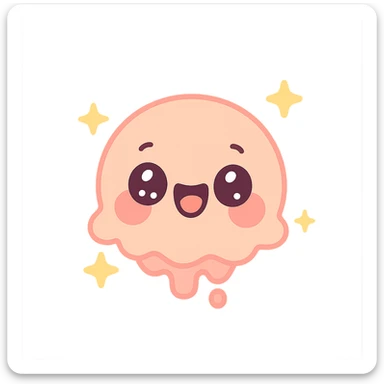 Create an animated version of the emoji in kawaii style with a joyful and laughing expression, bright shining eyes, pink cheeks, sparkling effect around the face, and transparent background. sticker