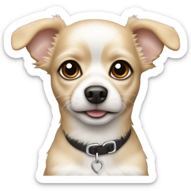 White and tan hair Chihuahua poodle mix with pointy ears sticker