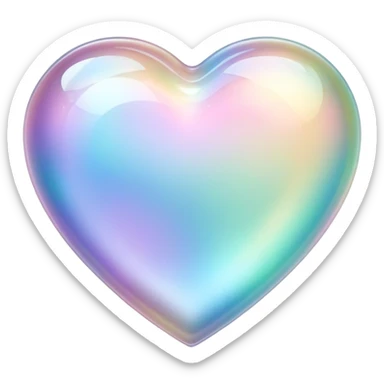 Sparkly glossy Pastel iridescent glass crystal glass heart sticker