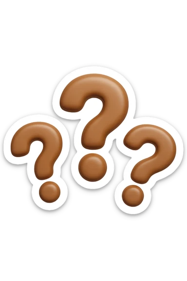 emoji 3d stile iphone di 3 punti interrogativi marroncini che fluttuano in aria sticker