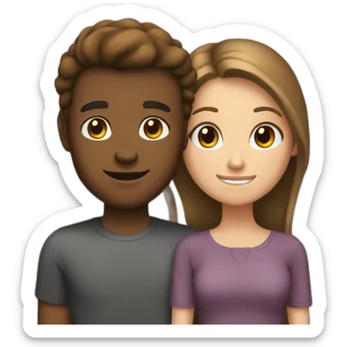 Brown male with white brunet girl sticker