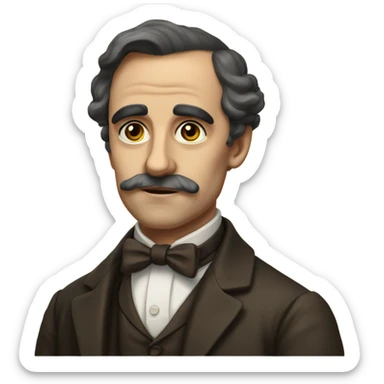 19th century brunette European writer with a bow tie sticker