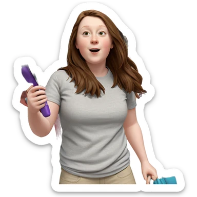 casual girl with brown hair sticker