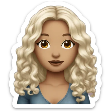 doll with black long wavy hair sticker