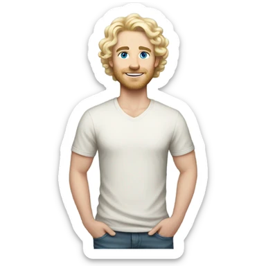 full body light curl blonde 30yo man blue eyed pale skin sticker