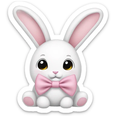 Bunny stuffed animal with light pink bow sticker