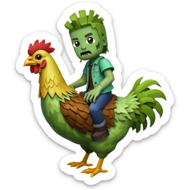 minecraft zombie riding a chicken sticker