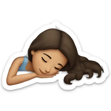 Brunette girl sleeping in the bed sticker