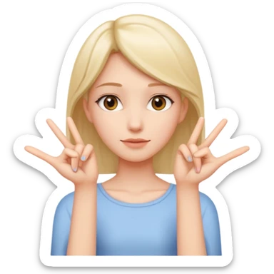 Girl with two hands in front no flowers and make them at different levels sticker