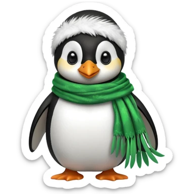 penguin with green scarf  sticker
