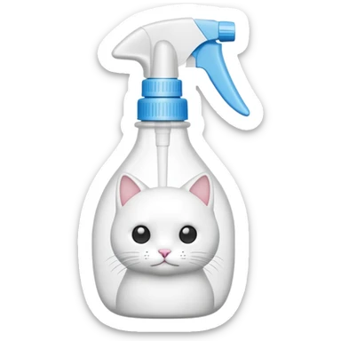 spray bottle with lid shaped like a white cat sticker