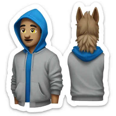 Lobo bonito con hoddie azul con la palabra UDLA sticker