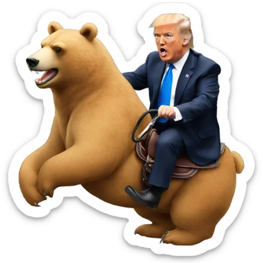 Trump riding bear sticker