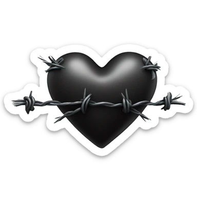 black heart with sharp barbed wire wrapped  sticker