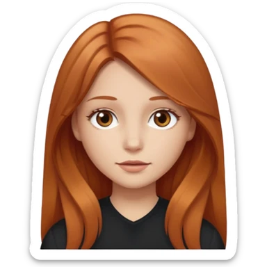 girlfriend with long middle part dark strawberry blonde hair with brown eyes sticker