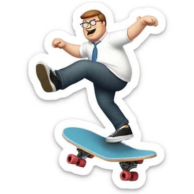 Peter Griffin doing a kickflip sticker