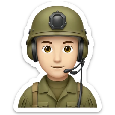 Modern soldier with tactical helmet and headset sticker