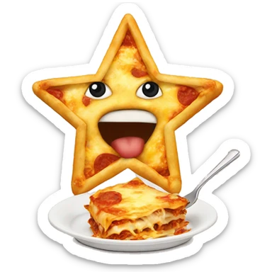 a star eating lasagne sticker