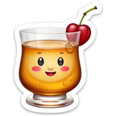 Emoji with an amaretto sour cocktail in whiskey glass sticker