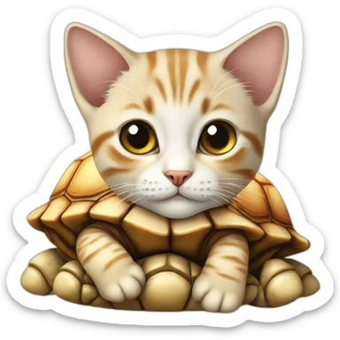 Un chaton sur une tortue sticker