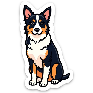 Merle border collie dog sitting sticker