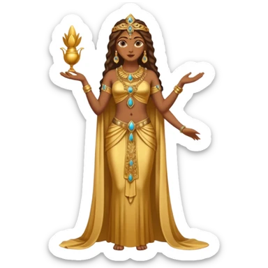 una diosa morena de la época púnica, de alto rango y de estatura media, una foto de cuerpo entero sticker