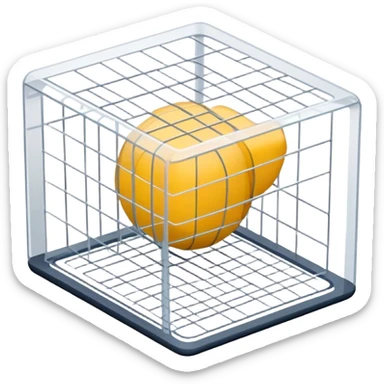 Create an emoji for 3D visualization and modeling. Show a 3D object with wireframe lines and a 3D modeling tool interface. Use modern, professional colors. Do not include any emojis or smiley faces. Make the background transparent. sticker