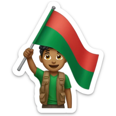 brown boy waving the Bangladesh flag sticker