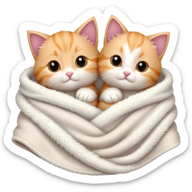 Disney-style cute kittens cozy in blanket sticker