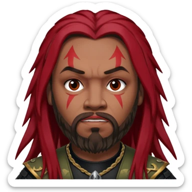 Max Cavalera (b.1969) with dark red long hair with black highlights sticker