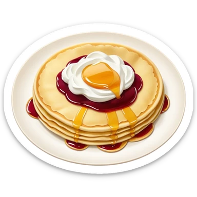 scandinavian round crepes with jam and sour cream sticker