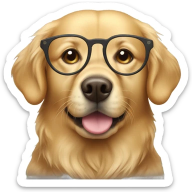 golden retriever wearing glasses sticker