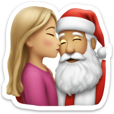 Little girl kissing Santa sticker