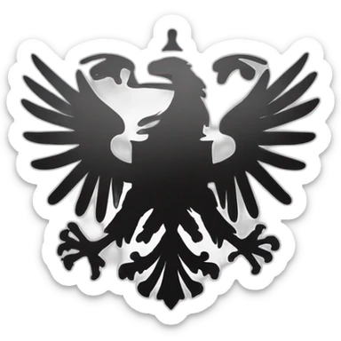 flag of prussia in black and white with an eagle in the middle sticker