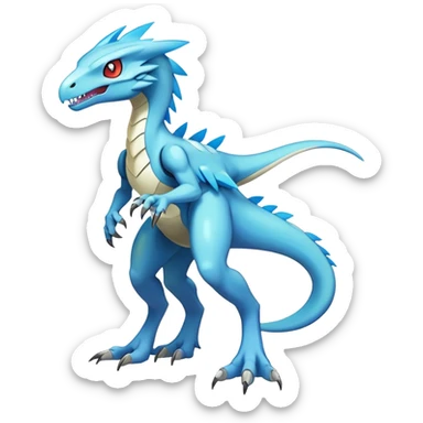 Shiny Futuristic Ethereal Fakemon-Pokemon-Digimon-Spectrobes-Raptor-fusion, full body sticker