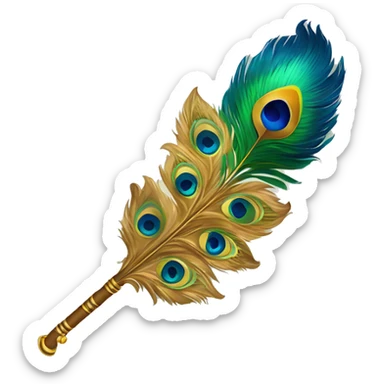 Lord Krishna's flute, peacock feather  sticker