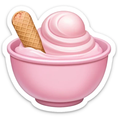 super realistic small pink bowl of ice cream sticker